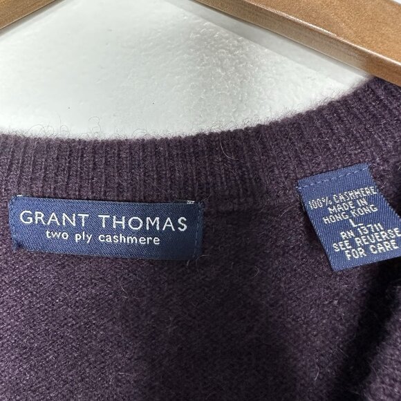 Grant Thomas Two Ply Cashmere Sweater Vest Size L Purple Vintage - Picture 3 of 8